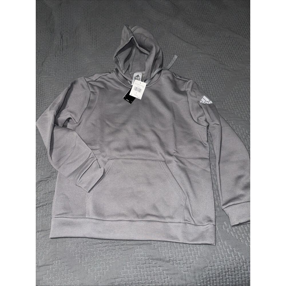 Adidas Fleece Hoodie Women’s Size Large Dark Gray /White Logo New Warn Cotton